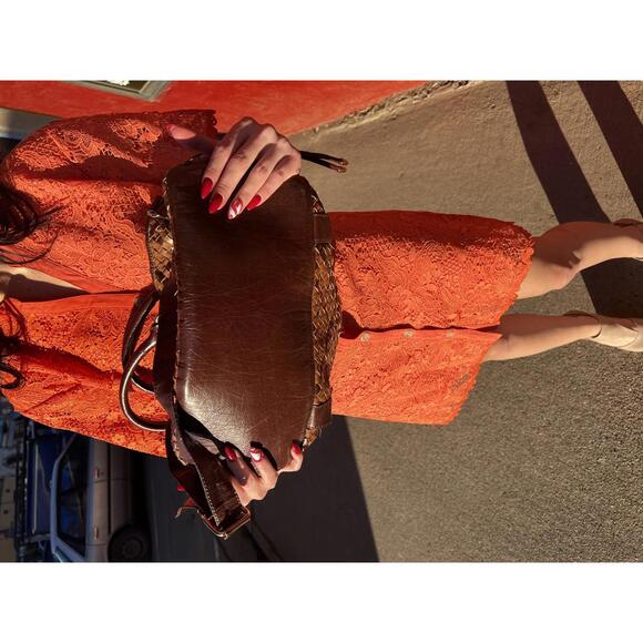 Melie Bianco Y2K Woven Leather Tote Bucket Bag 2000s - Picture 3 of 7